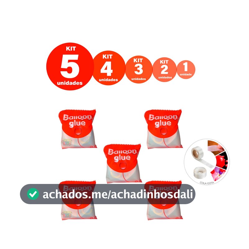 Kit Fitas Gota Adesiva Cola Para Balão Bexiga Fita Com 100 Adesivos Pontos 1/2/3/4/5 Unidades
