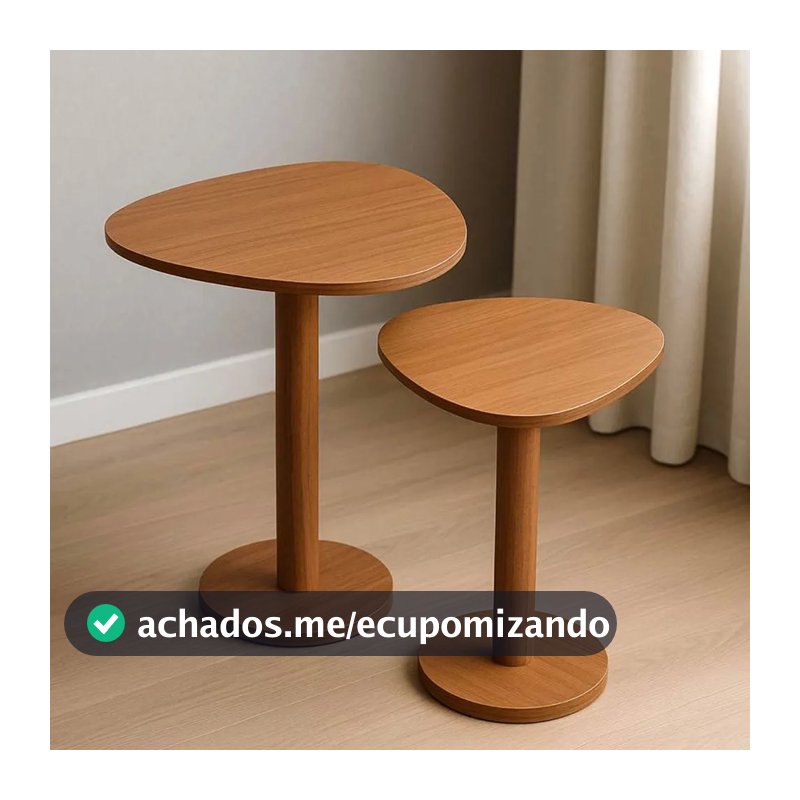 Kit 2 Mesas Laterais Monopé De Tampo Design Orgânico Mel