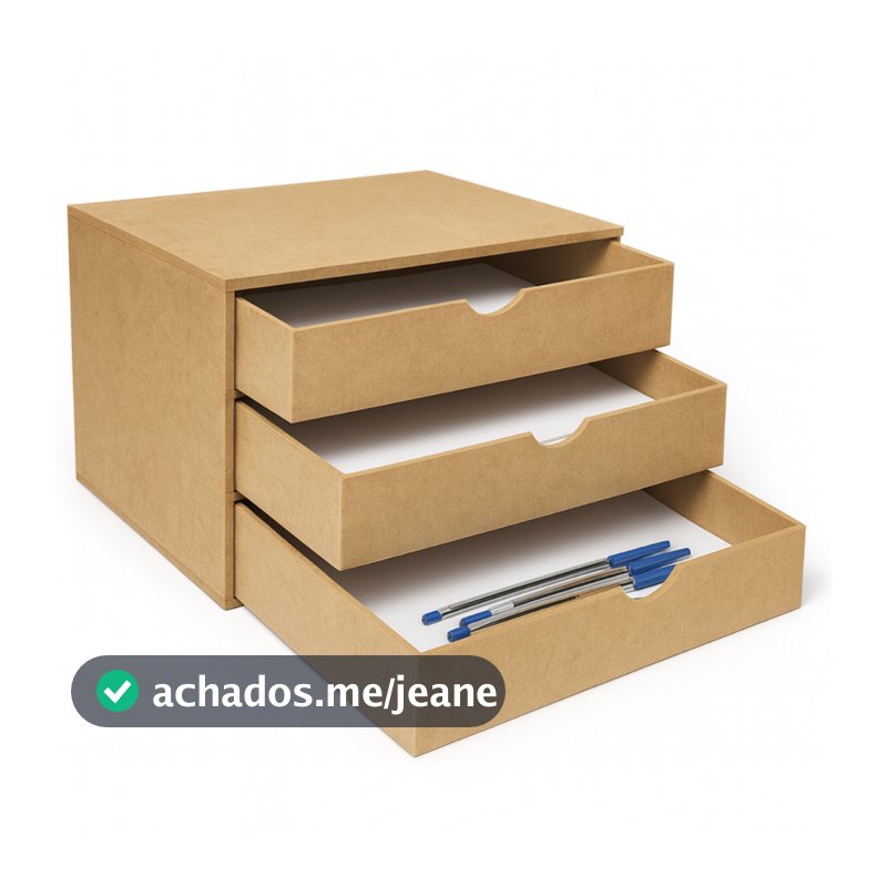 Organizador Gaveteiro Suporte Para Monitor Folha A4 3 Gavetas