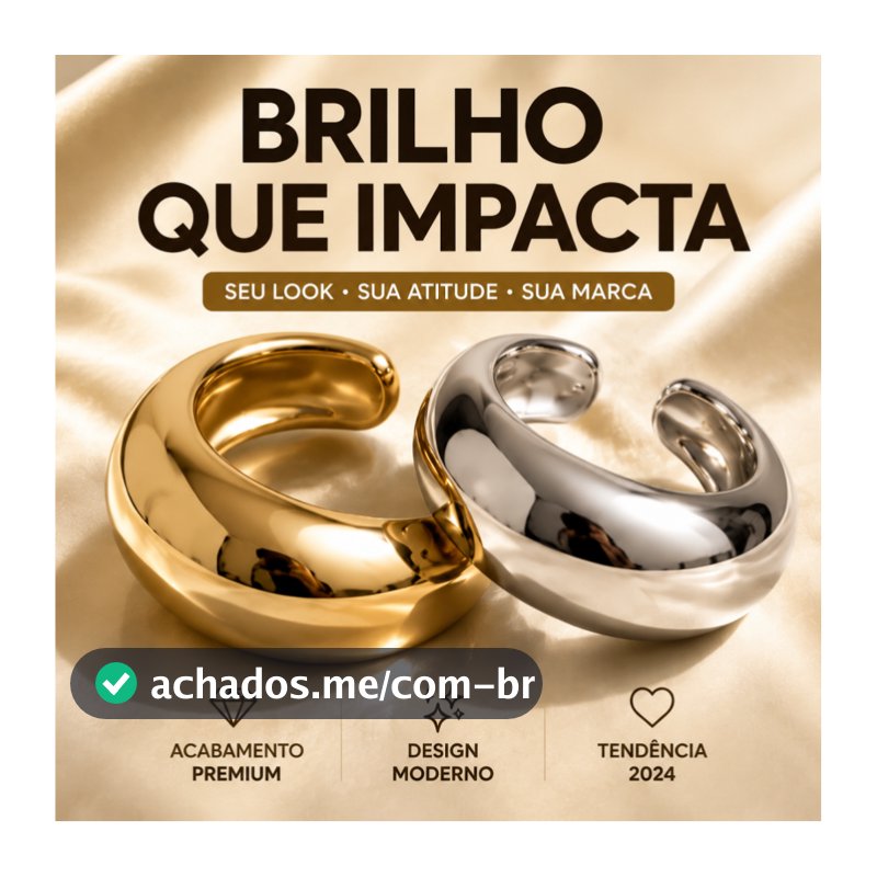 Kit 2 Braceletes Femininos Chunky Dourado e Prateado Pulseira Larga Moderna de Luxo