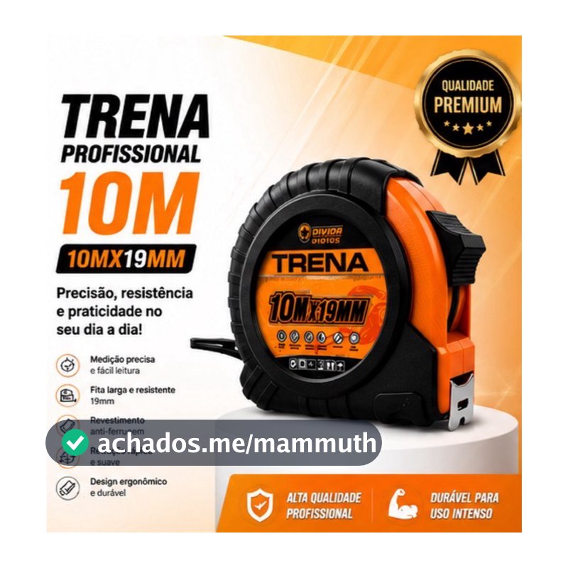 Trena 5/10 Metros Profissional Emborrachada Com Trava Fita Aço Carbono Alta Precisão Resistente