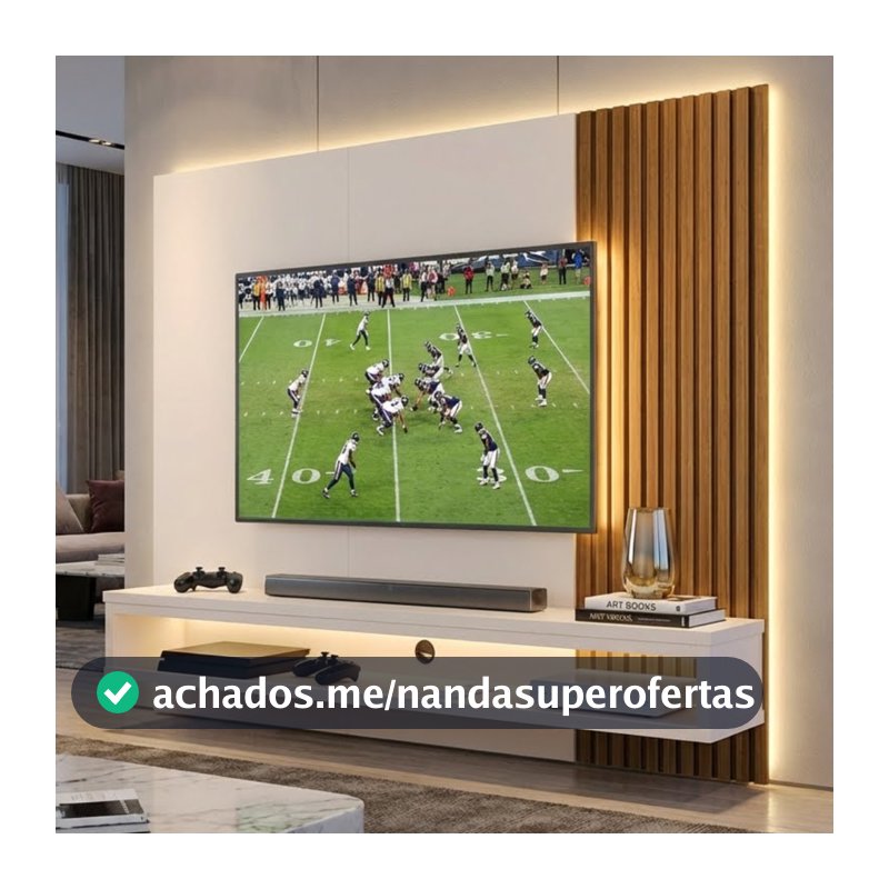 Painel Cissa Tv Até 50" Nicho Decorativo Prateleira Inferior Suspenso Parede Quarto Sala Estar - RPM