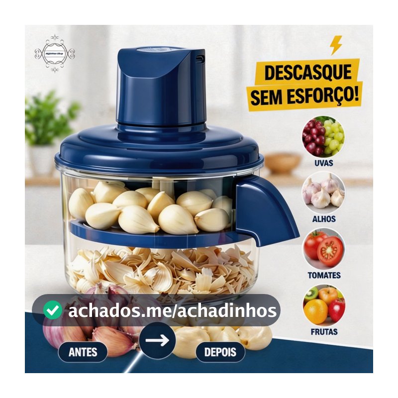 Descascador Elétrico Multifuncional Recarregável para Frutas Legumes Uvas Alho e Tomate