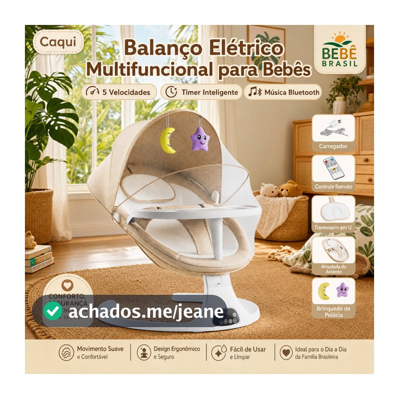 Balanço Elétrico e Berço Calmante com Bluetooth para Recém-Nascidos