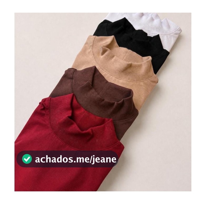 kit 4 Camisetas Femininas Básicas Gola alta  Algodão Lisa Moderna  Elegante