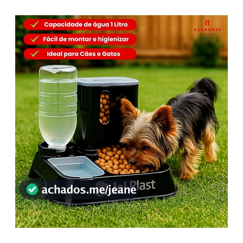 Comedouro com Bebedouro Alimentador Automático Pet 2 em 1 Água e Ração Bebedouro Cachorro Gato
