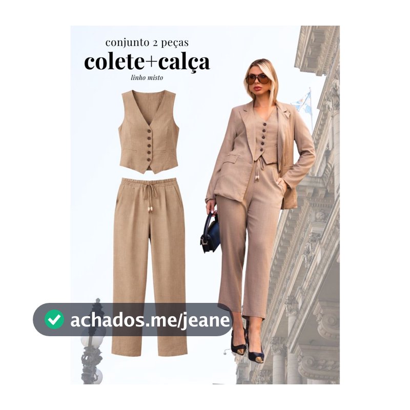 Conjunto 2 Peças em Linho Misto – Colete + Calça Cenoura