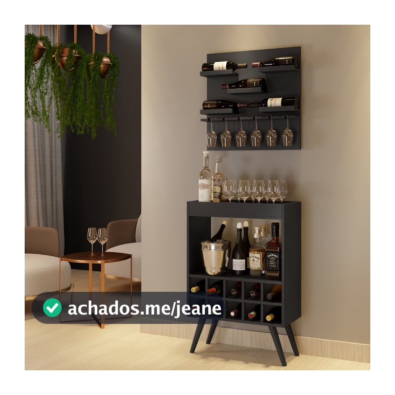 Aparador Bar Com Adega Parede Barzinho Decoração churrasco e sala 100% Mdf