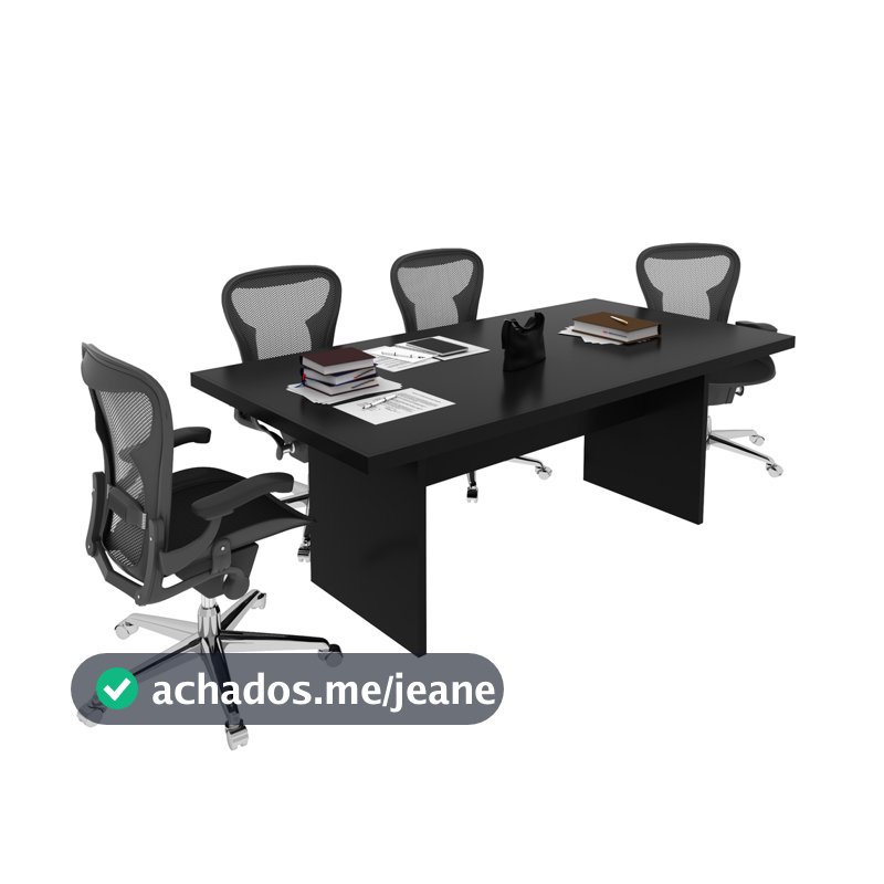 Mesa para Escritório Reunião 6 Lugares Office Preta ME4119 Tecnomobili