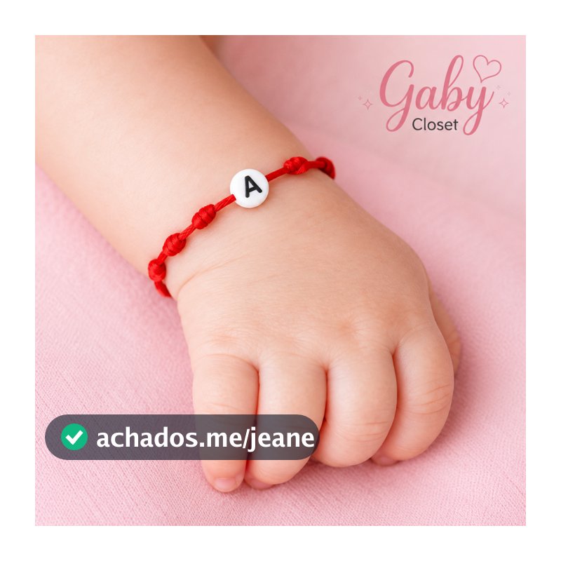 Pulseira 7 Nós Vermelha C / Inicial Para Bebes Proteçao Personalizado