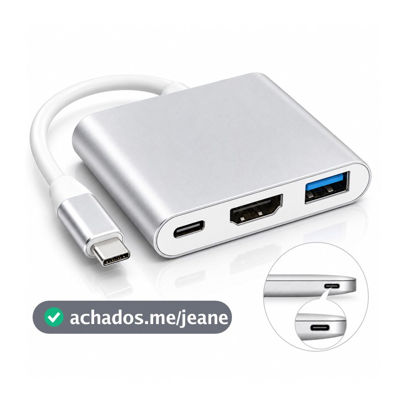 Adaptador USB-C para HDMI 4K com Porta USB-C Hub Tipo C Multifuncional Alta Velocidade