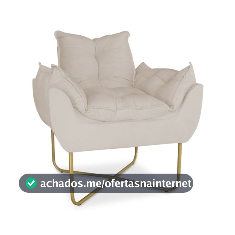 Poltrona opala base de ferro bege