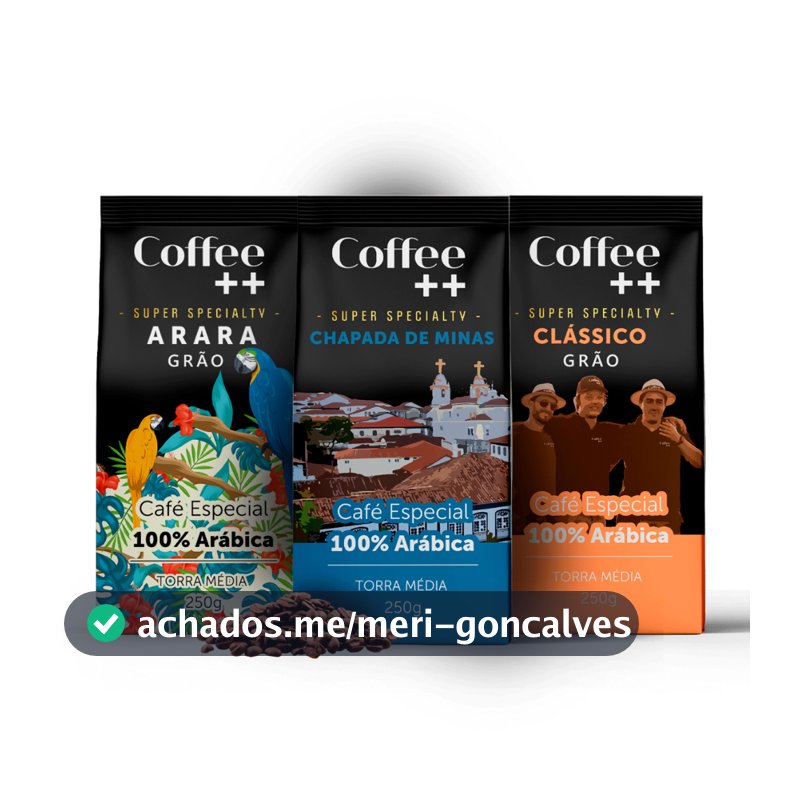 Kit 3 Pacotes Café Especial Em Grãos Coffee Mais Clássico, Chapada e Arara