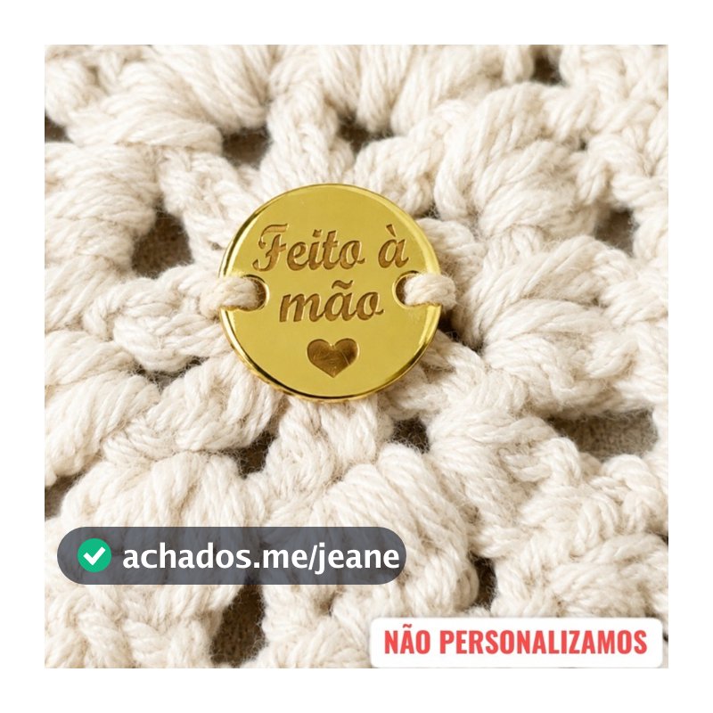 Kit 50 Tag Feito à Mão 1,5cm Etiqueta Crochê acrílico espelhado Decoração de Roupas e Acessórios Moda