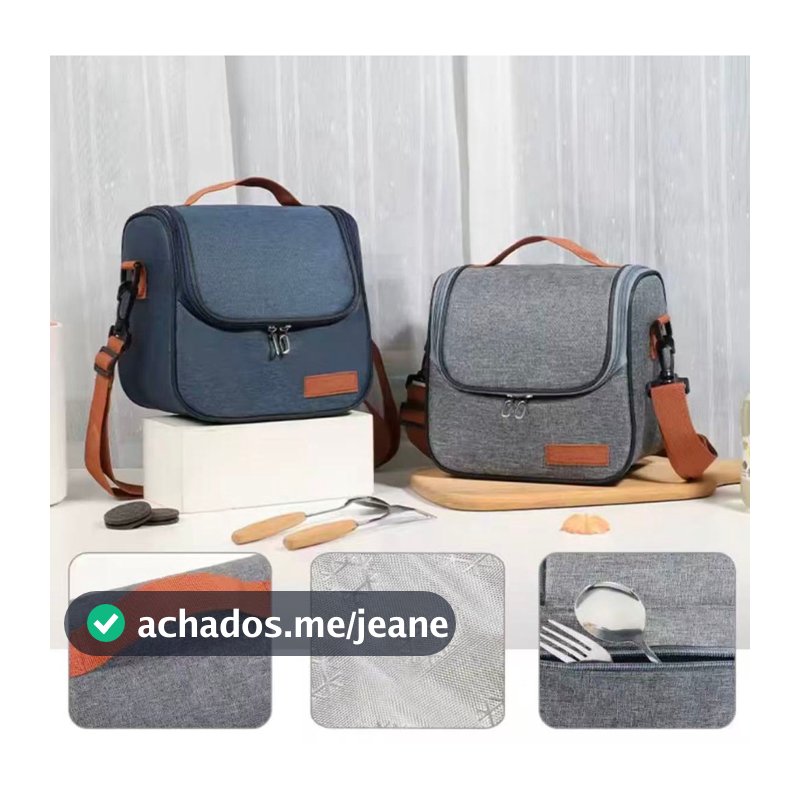 Bolsa Marmita Térmica Oxford Impermeável Lancheira para Trabalho Academia Faculdade Escola