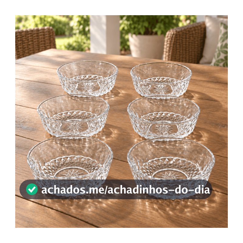 Jogo 6 Taças Sobremesa FORJADO TRABALHADO  em Vidro Tigela Bowl Sorvete Doces Vidro Decoração Louça