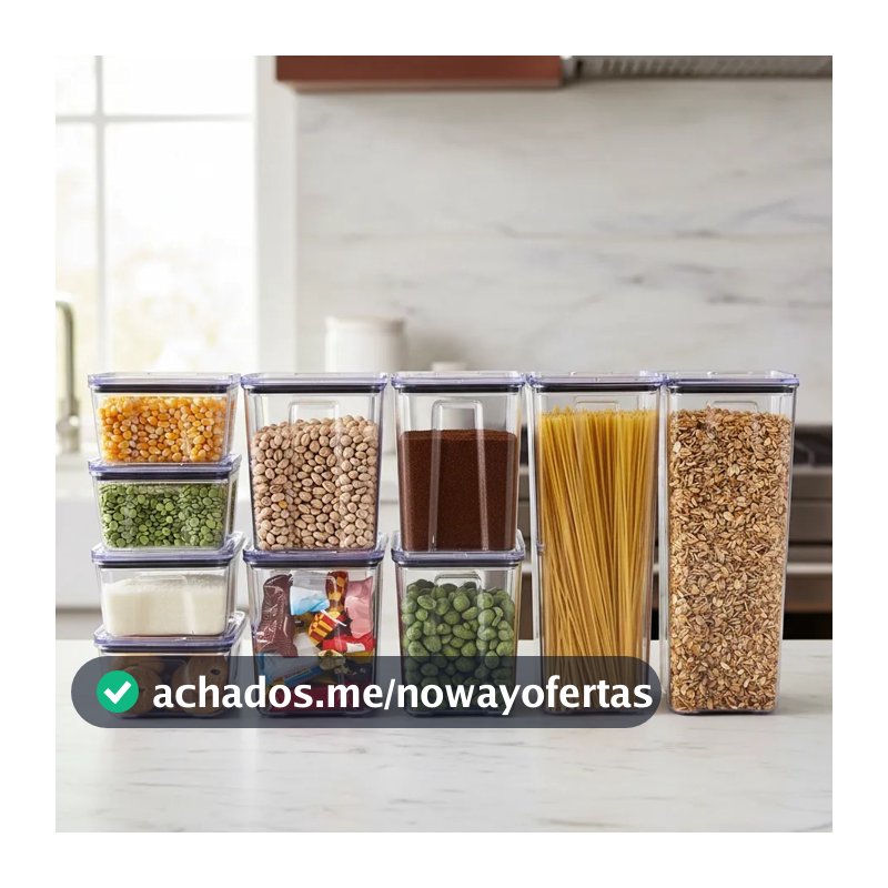 Kit 10 Pote Hermético Empilháveis Porta Mantimento Cozinha Organizador Rebirth
