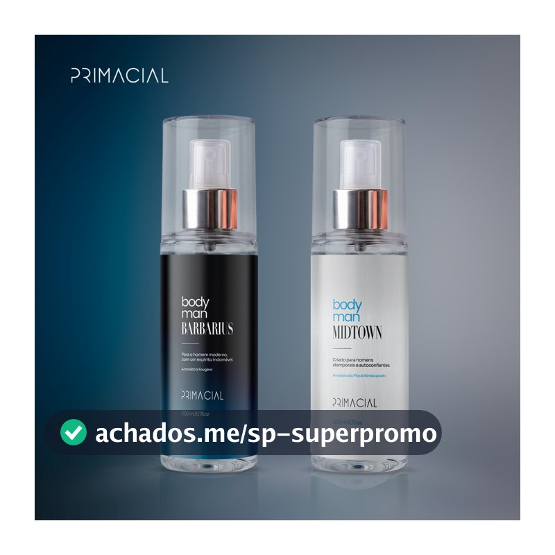 KIT BODY SPLASH MASCULINO BARBARIUS E MIDTOWN 200ML - PRIMACIAL PERFUME FRESCO AMADEIRADO