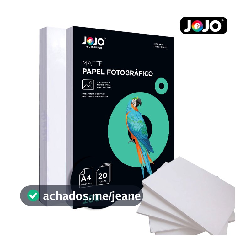 600 Folhas MATTE 180g A4 Papel Fotográfico (FOSCO) Resistente a Água JOJO BRASIL