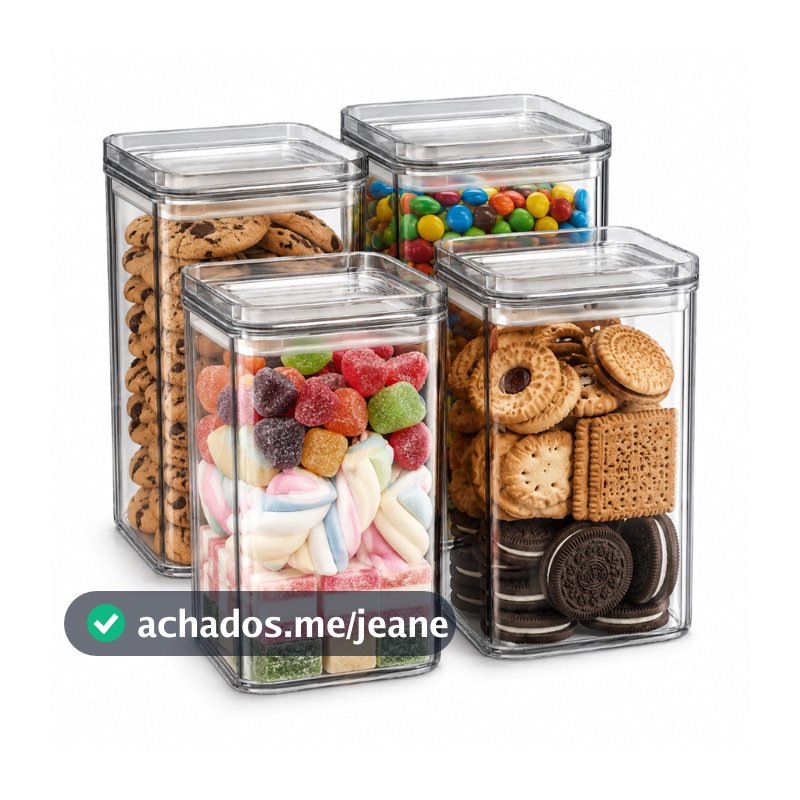 Kit 4 Potes Herméticos 1 Litro De Plastico Porta Condimentos