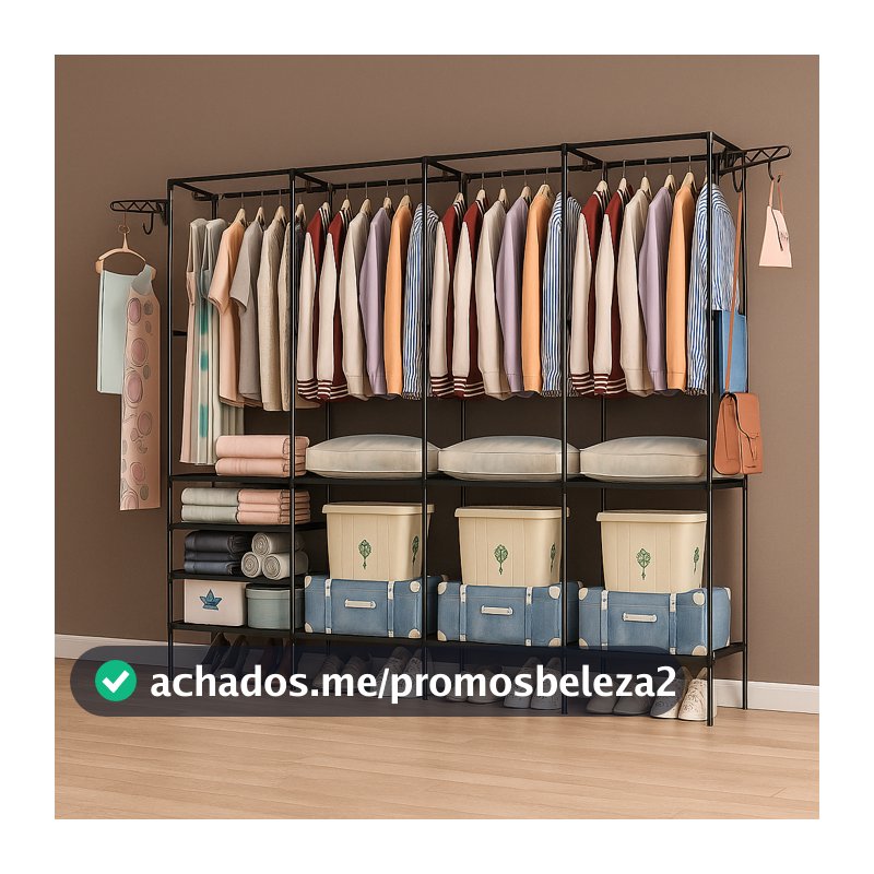 Roupeiro Guarda Roupa Portatil Cabideiro Arara Para Roupa Sapateira Organizador Multiuso Armário