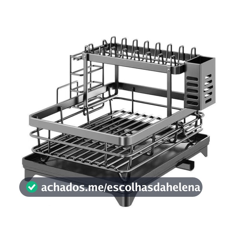 Escorredor de Louça Rack De Cozinha 2 Andares Preto haosin