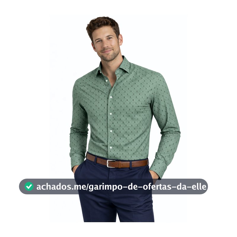 Camisa Social Masculina com Estampa Geométrica