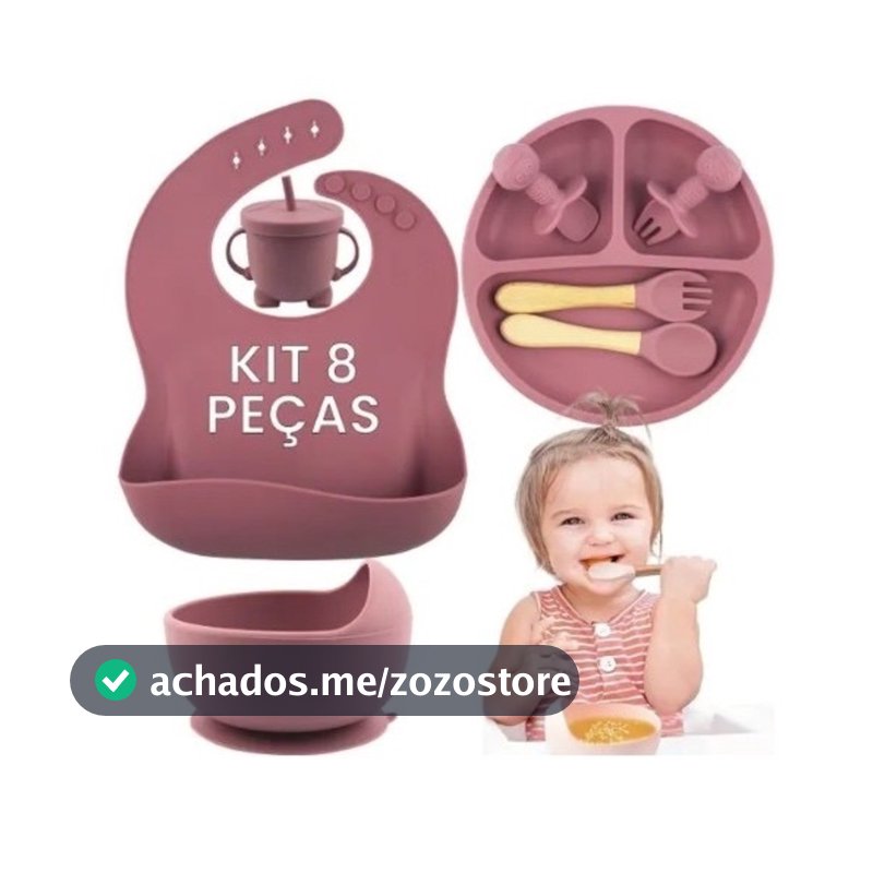Novo Kit 8 Peças E Talheres De Silicone Para Bebês E Crianças