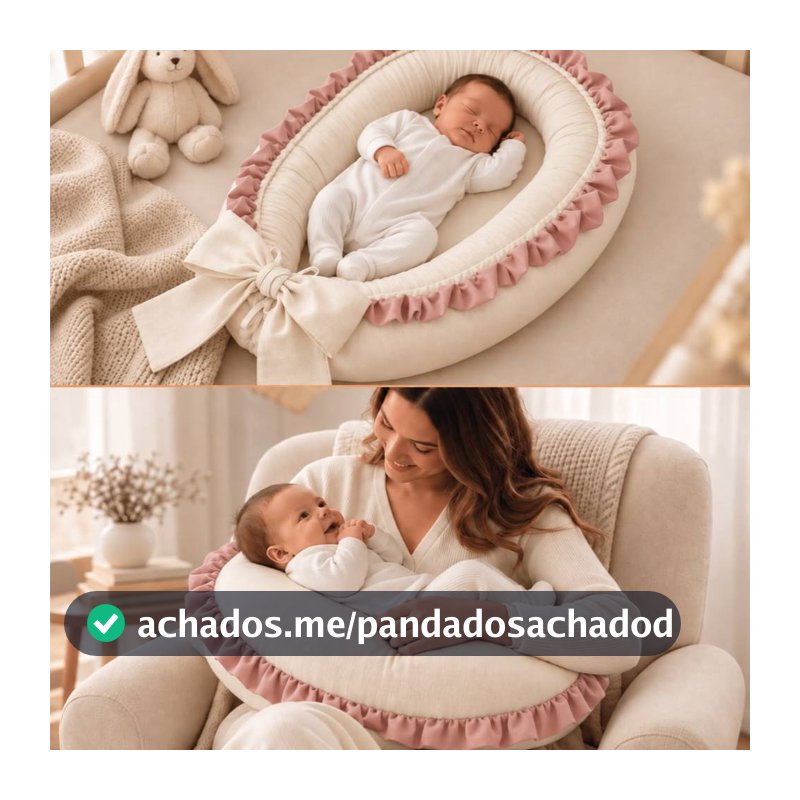 Kit Ninho Redutor + Almofada Amamentação + Travesseiro ninho 100%  ALGODÃO Babado DUAS CORES