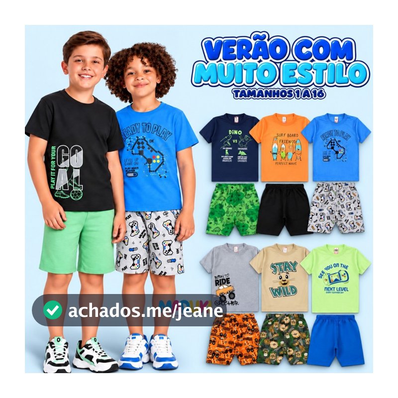 Kit 10 Peças Premium Infantil Juvenil Masculino Verão Roupas De Menino Tam. 1 a 16