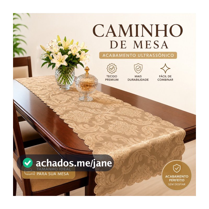 Caminho de Mesa 1.40 x 0.50 cm Acabamento Ultrassônico Sem Costura Jacquard Elegante e Moderno