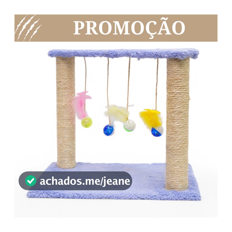 Arranhador para Gatos Interativo – Poste de Sisal + Brinquedos Suspensos