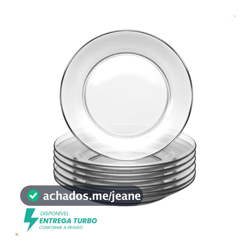 Kit com 12 Pratos Fundos de Vidro 22cm – Design Liso, Moderno – Resistente, Refeições Diária