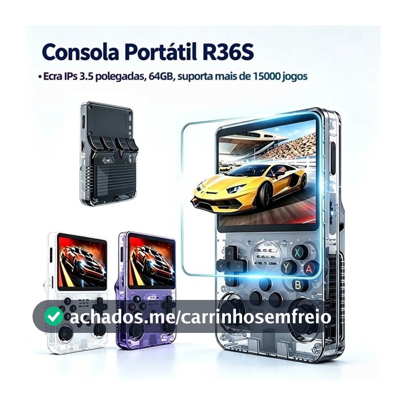 Console Portátil R36S + de 15.000 Jogos Vídeo Game 64g Linux Tela IPS 3.5 Polegadas a Pronta Entrega AIRER.BR