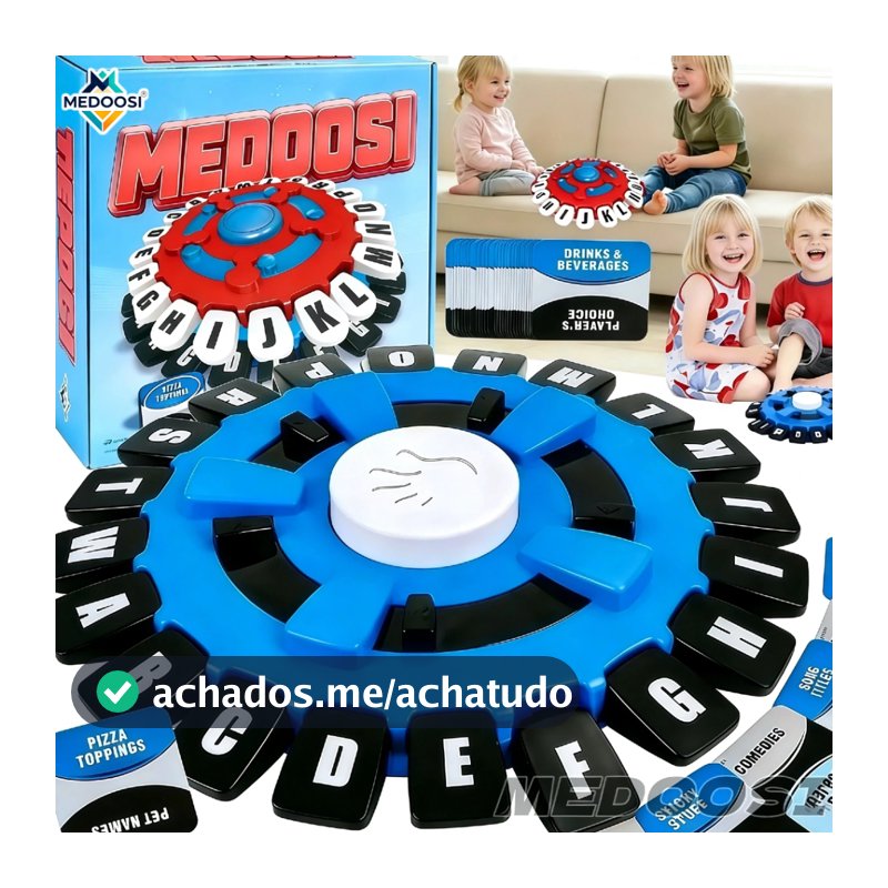 【Versão Portuguesa】MEDOOSI Jogo de Tabuleiro/ Palavras -Jogo de Rápido e Interativo Usaopoly Alfabeto Louco para Família