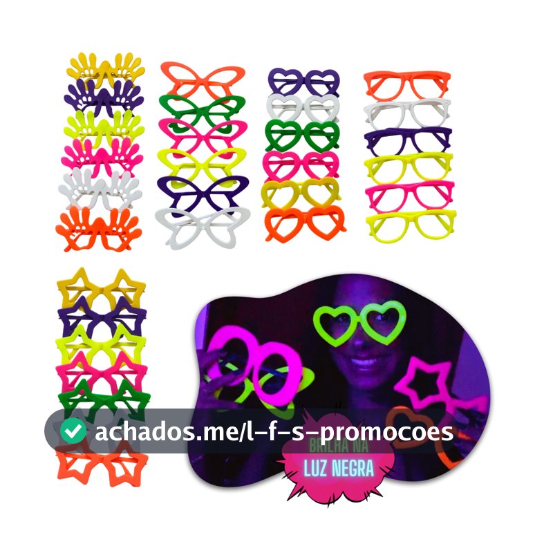 Kit 10 a 50 Oculos Neon Divertidos Sortidos Para Festa Balada Casamento Aniversario Confraternizacao