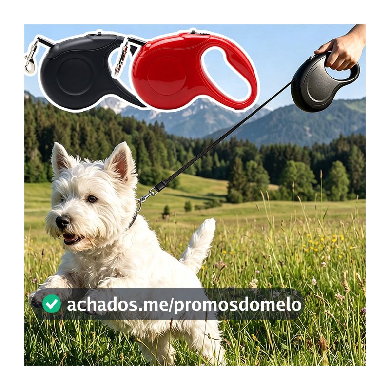Coleira Pet Guia Retrátil 5M/3M Resistente Com Trava e Segura Cachorro cães e Gatos