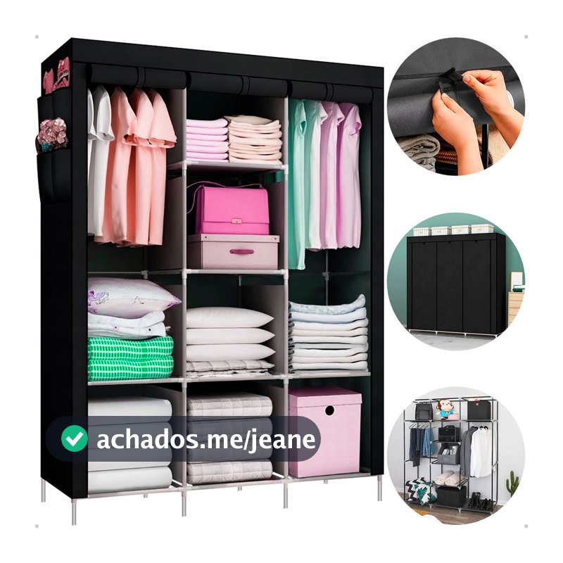 Guarda Roupa Armário Sapateiro Closet Dobrável Portátil Organizador Cabideiro Roupeiro Grande Prático