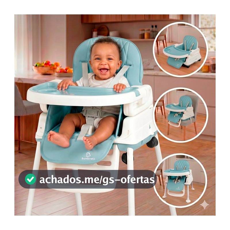 Cadeira de Alimentação Bebê Infantil Portátil Multifuncional 4 em 1 com Rodinhas