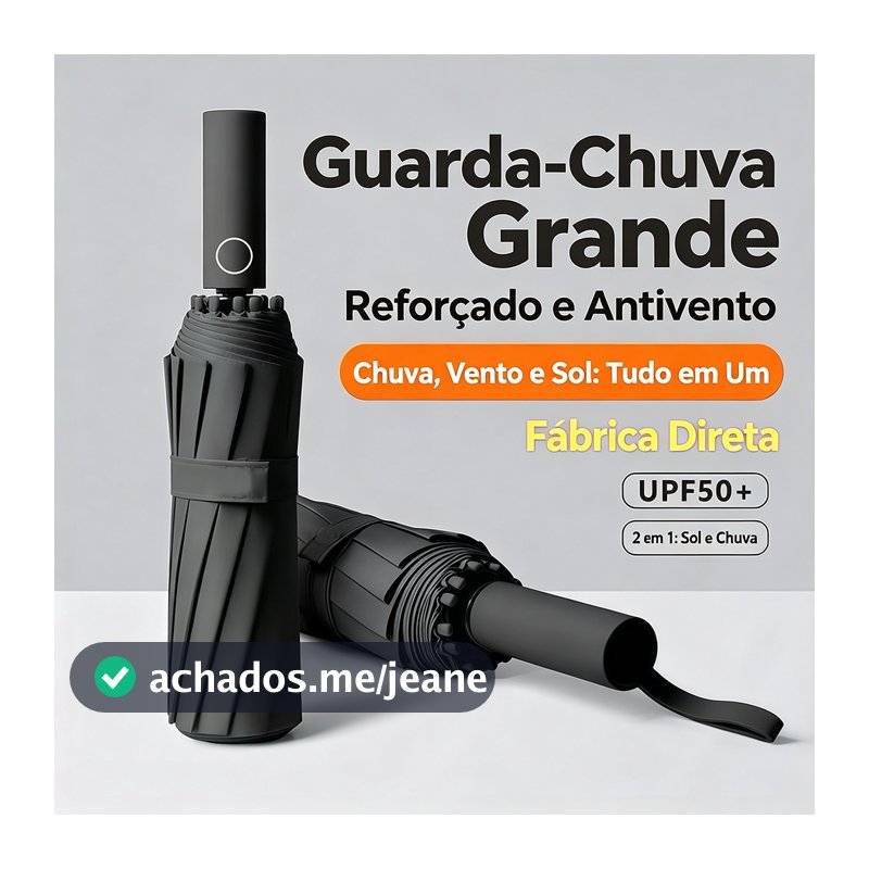 Guarda-Chuva Automático Dobrável, Proteção Solar UPF 50+, Resistente ao Vento KL-302