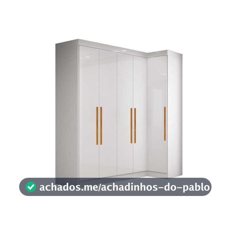 Guarda Roupas Modulado de Canto Madrid com 5 Portas e 2 Gavetas Maxel
