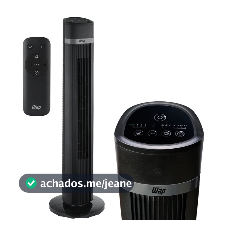 Ventilador de Torre Vertical Silencioso Controle Remoto 4 Ajuste 70W 127v Wap