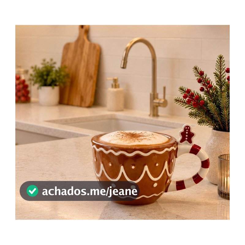 Xícara 300ml Natalina Gingerbread porcelana