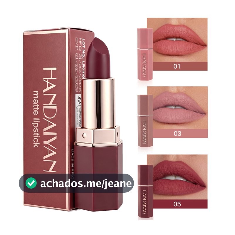 Batom Matte Nude 3 Cores À Prova D'água Duradouro Não Desbotante Vermelho Rosa Veludo Maquiagem Cosmética Labial