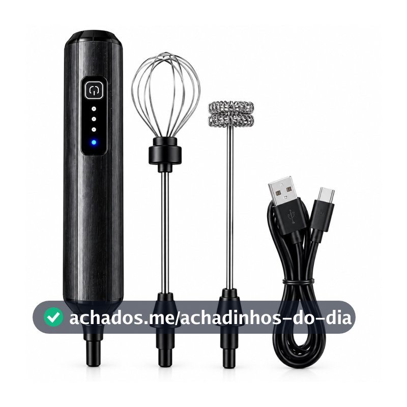 Mixer Elétrico Misturador De Bebidas Portátil Recarregável 2 Em 1