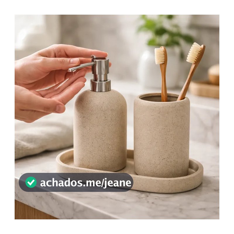 Kit Decorativo Multiuso Em Cerâmica Para Banheiro