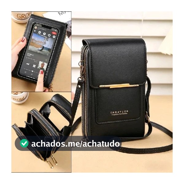 Crazy Bag Bolsa Feminina Transversal Touch Screen com Porta Celular e Cartão Fecho Magnético