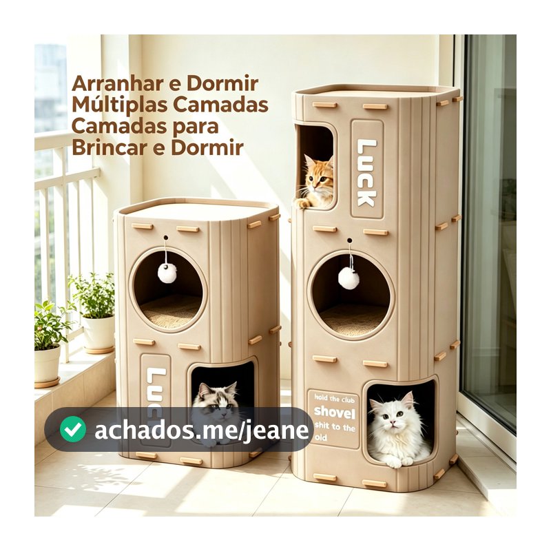 Casa Interativa para Gatos de Feltro 3 Níveis, Torre com Espaço para Descanso, Arranhador e Brinquedo Pompom