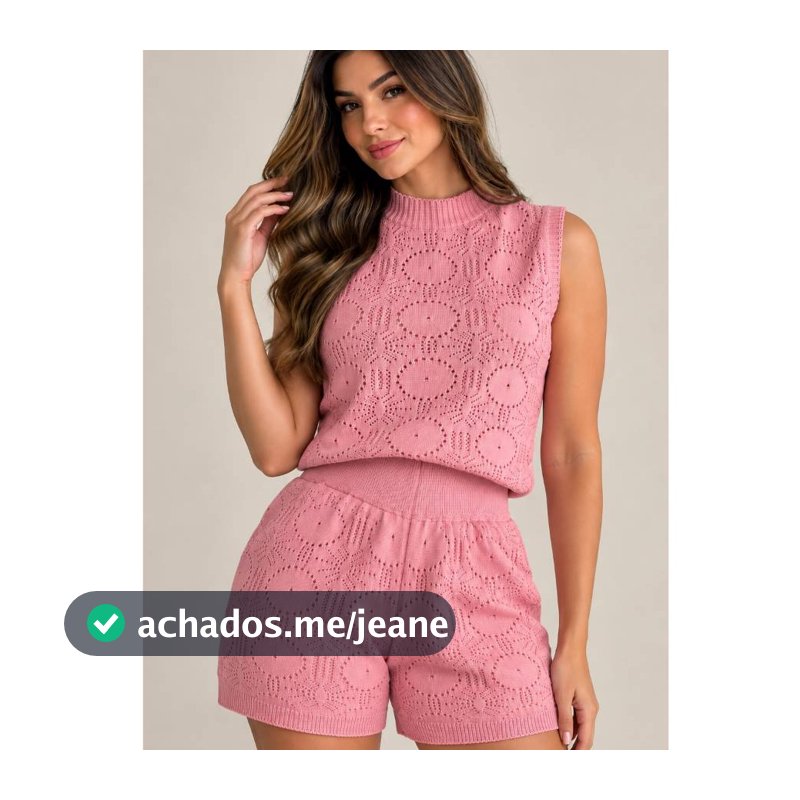 Conjunto Feminino Tricot PRIVERA Verão Regata e Shorts Trabalhado Roupa Feminina Conjunto Elegante Feminino