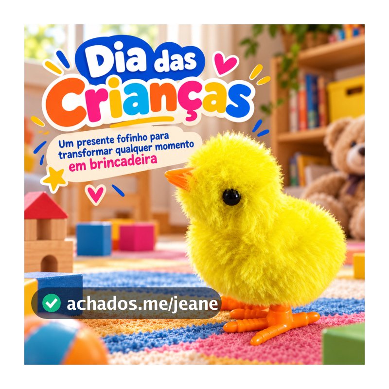 Pintinho Amarelinho De Pelúcia a Corda Dia Das Crianças Cabelo Maluco